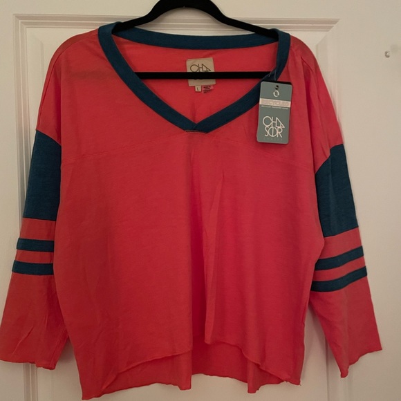 Chaser blue and orange long sleeve v neck tee - Picture 2 of 6